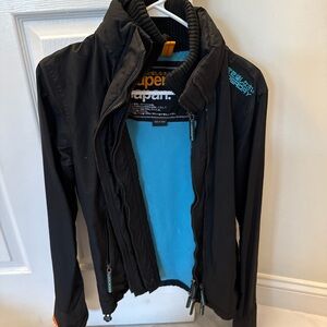 Superdry Black Jacket with Blue Interior
